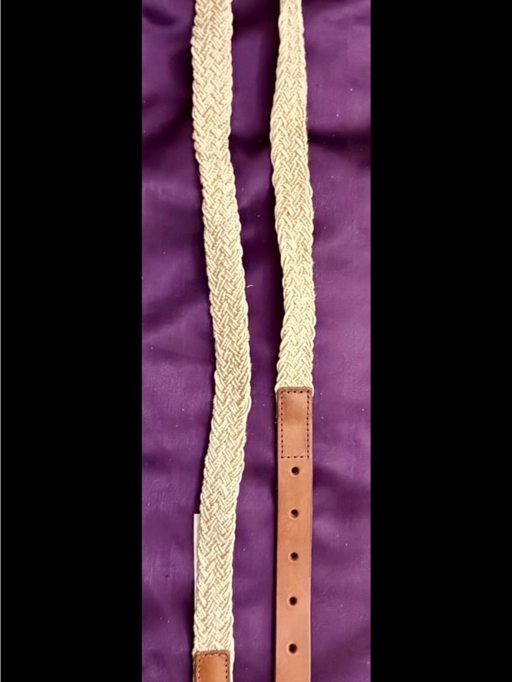 Women Eddie Bauer NWT Ivory Skinny Metal W Belt - Size XL (Made in USA)